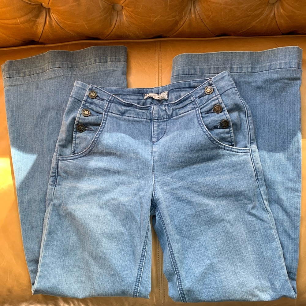Wide-legged Free People Jeans with Sailor Buttons